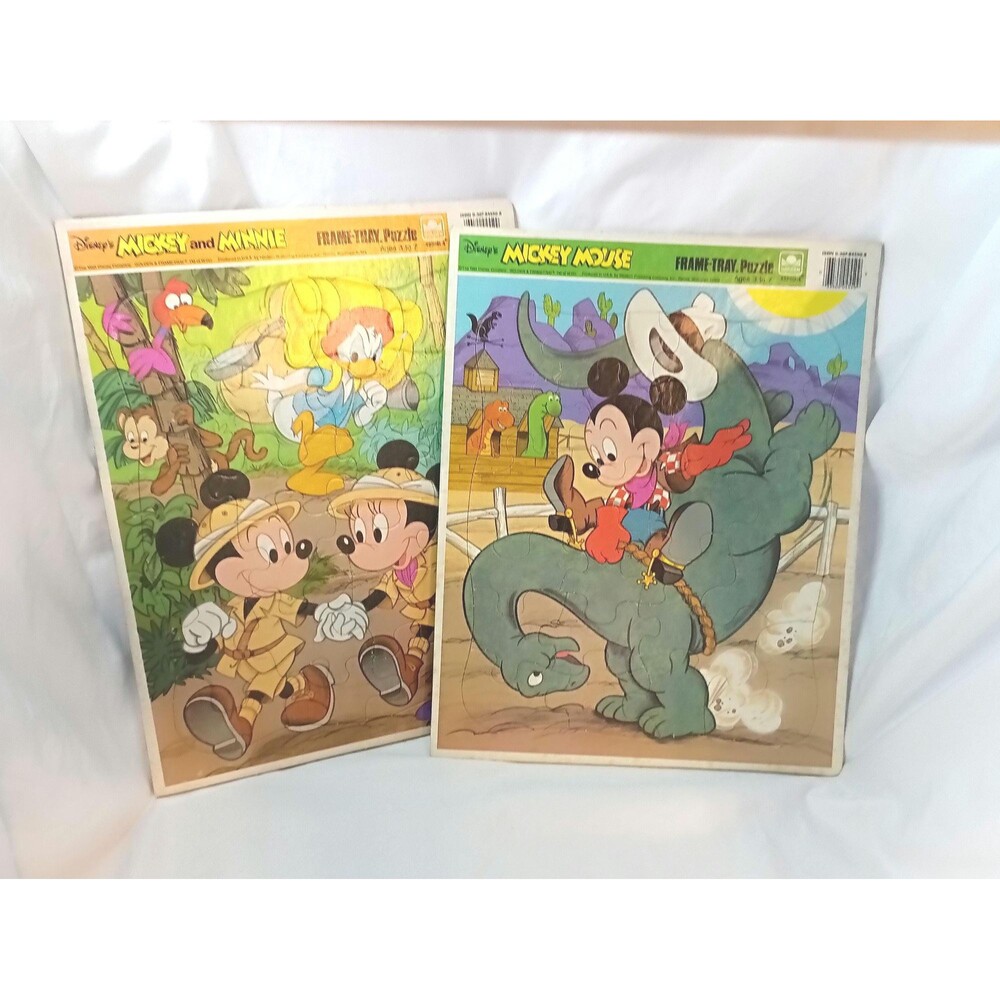 Lot of 2 Vintage Disney Frame-Tray Puzzles - Mickey, Minnie, Donald
